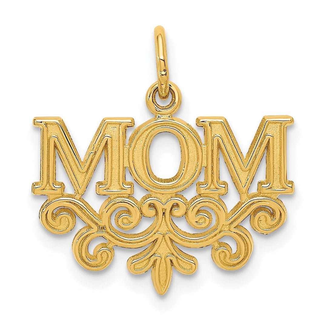 14k Yellow Gold Mom Charm Pendant