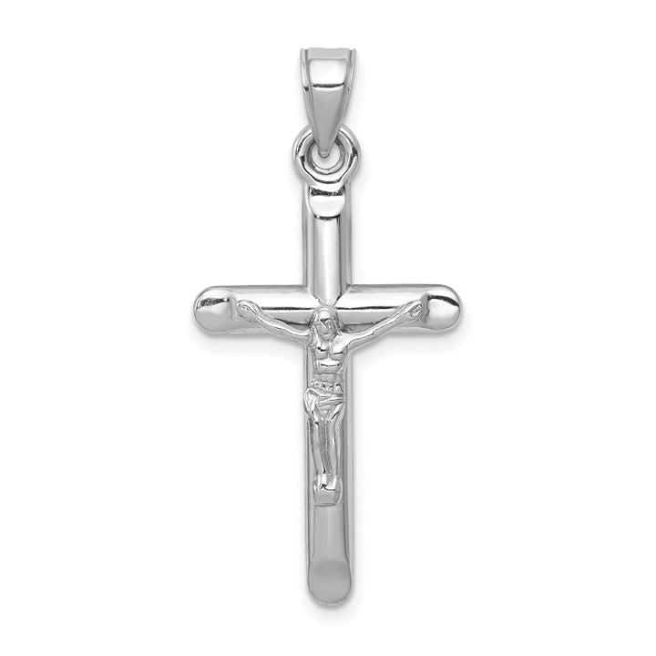 14k White Gold Crucifix Hollow Cross Pendant