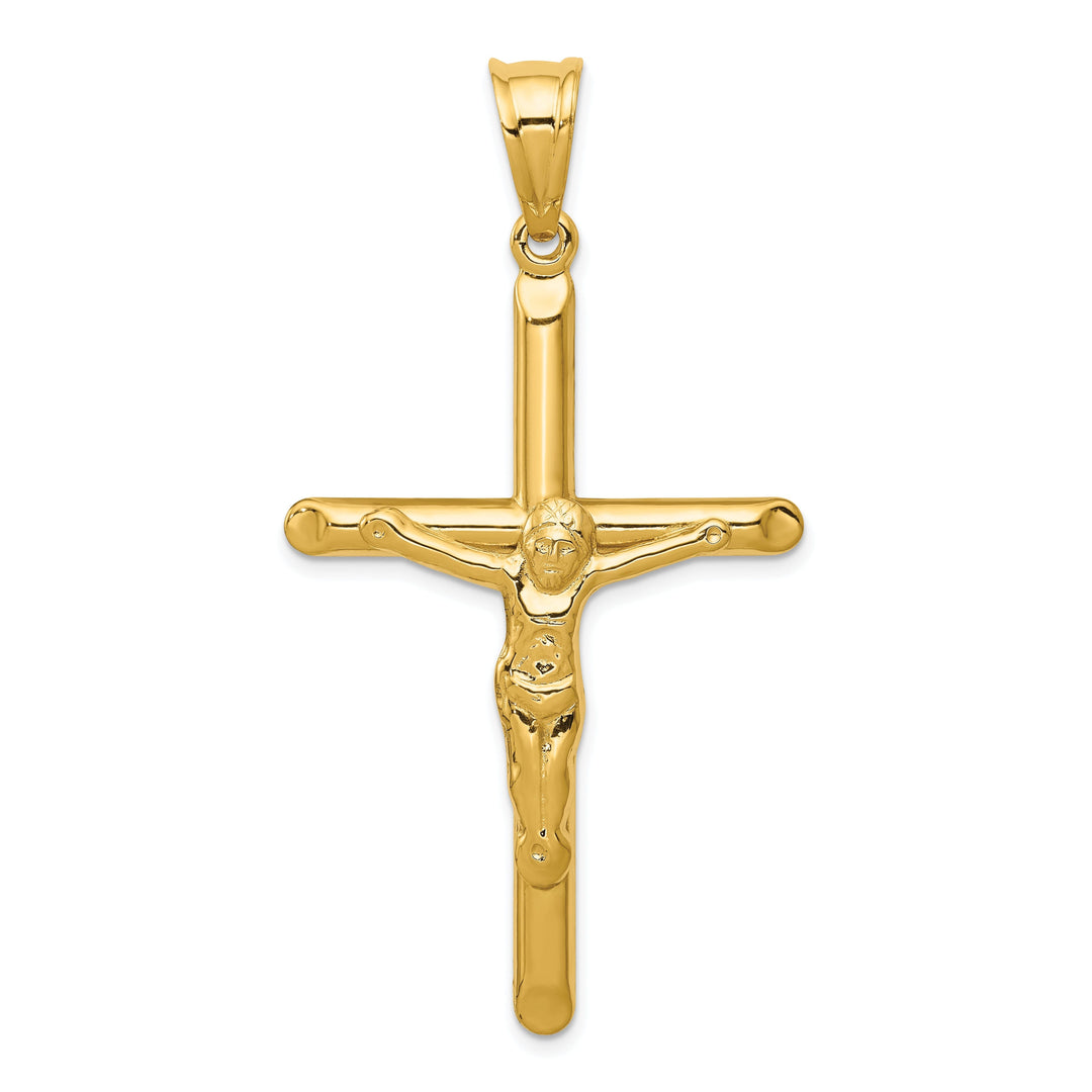 14k Yellow Gold Polished Hollow Crucifix Pendant