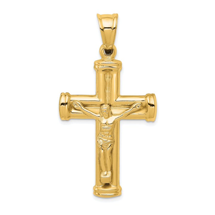 14k Yellow Gold Reversible Crucifix Cross Pendant