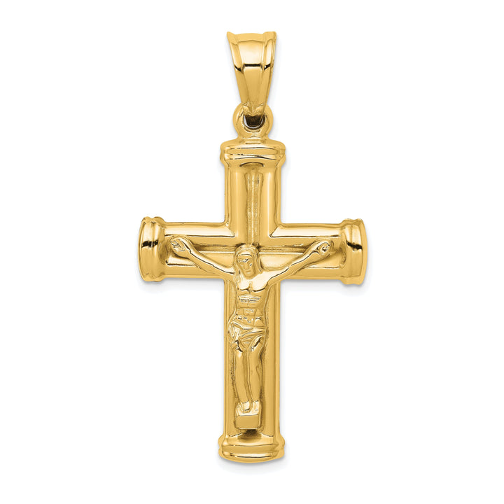 14k Yellow Gold Reversible Crucifix Cross Pendant