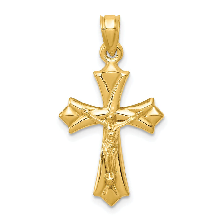 14k Yellow Gold Reversible Crucifix Cross Pendant