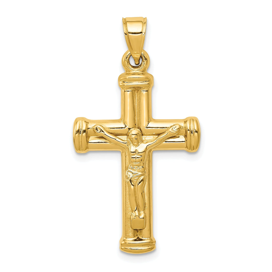 14k Yellow Gold Reversible Crucifix Cross Pendant