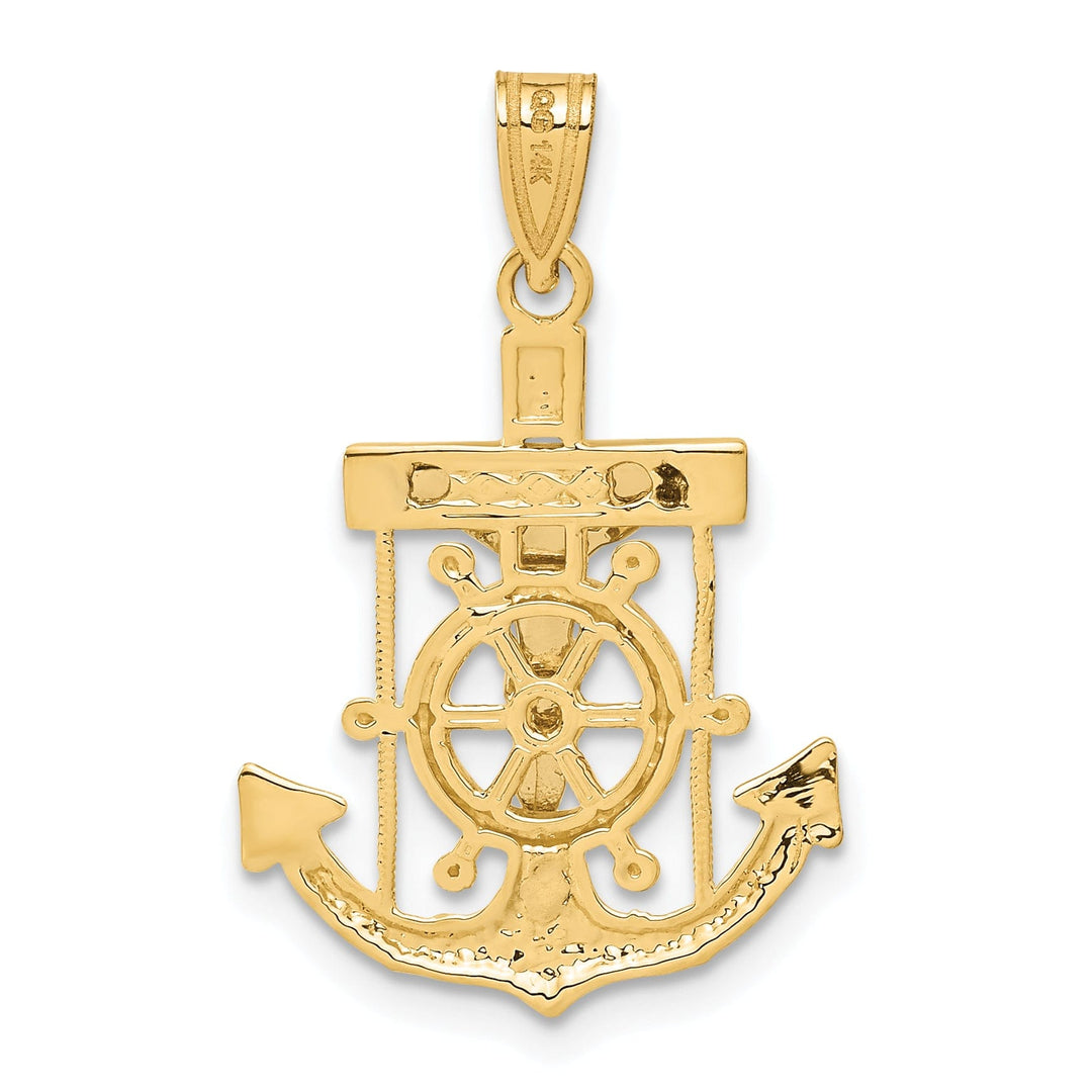 14k Two tone Gold Mariner's Cross Pendant