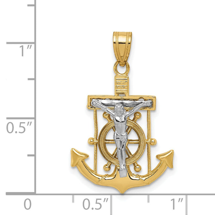 14k Two tone Gold Mariner's Cross Pendant