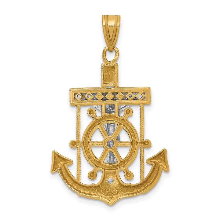 14k Two tone Gold Mariner's Cross Pendant