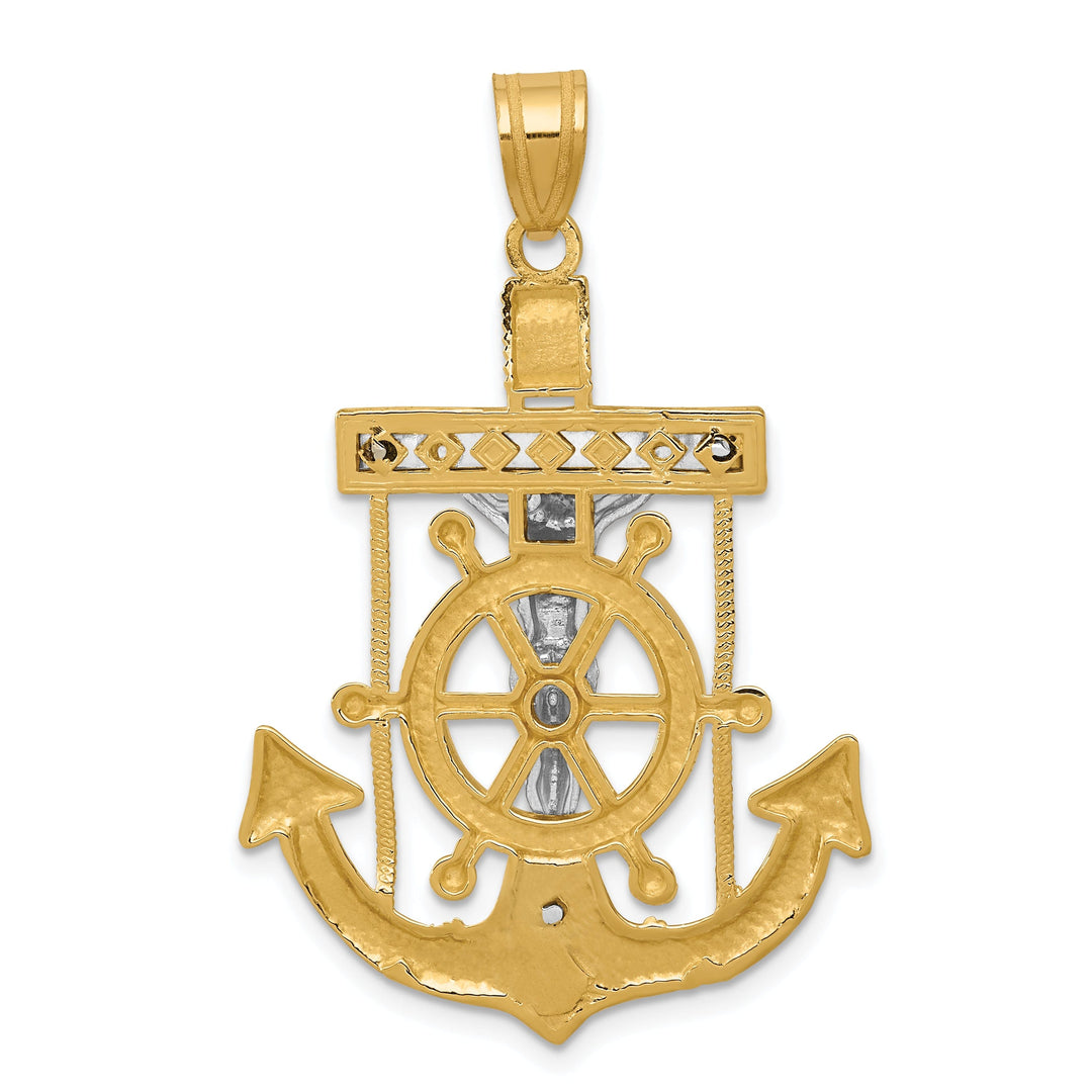 14k Two tone Gold Mariner's Cross Pendant