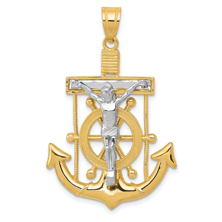 14k Two tone Gold Mariner's Cross Pendant