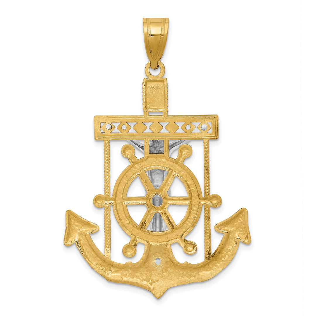 14k Two tone Gold Mariner's Cross Pendant