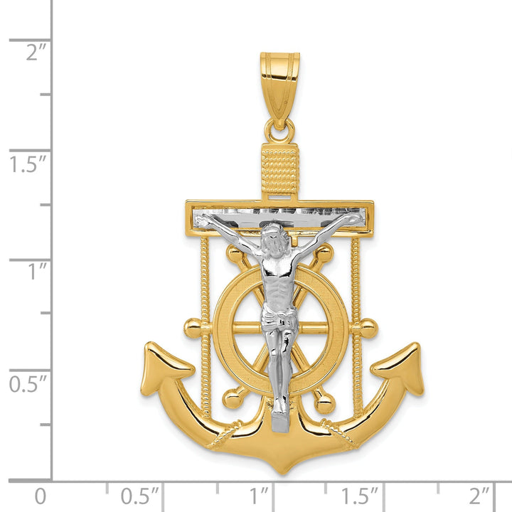 14k Two tone Gold Mariner's Cross Pendant