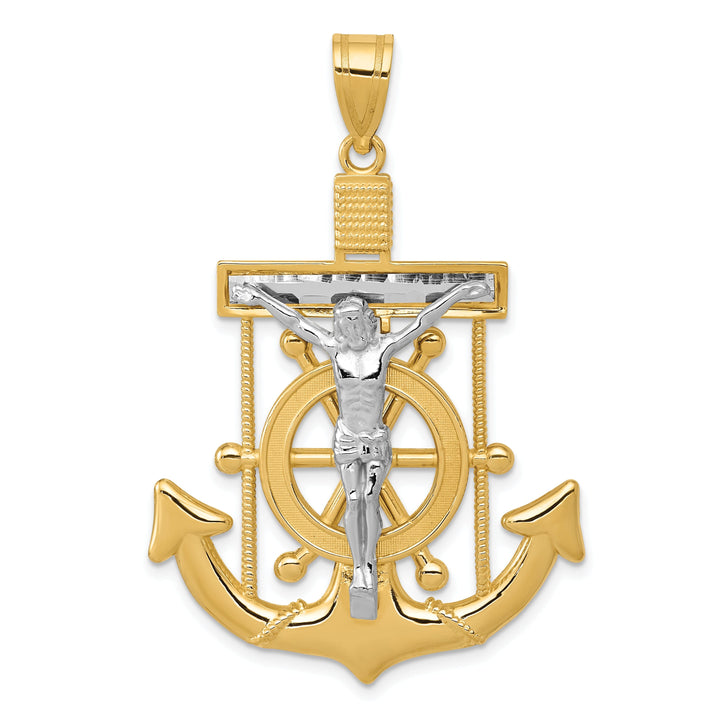 14k Two tone Gold Mariner's Cross Pendant