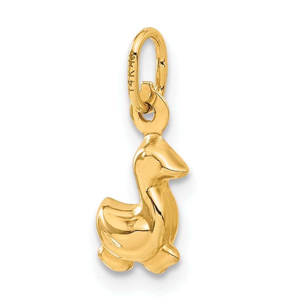 Solid 14k Yellow Gold 3-D Duck Charm Pendant