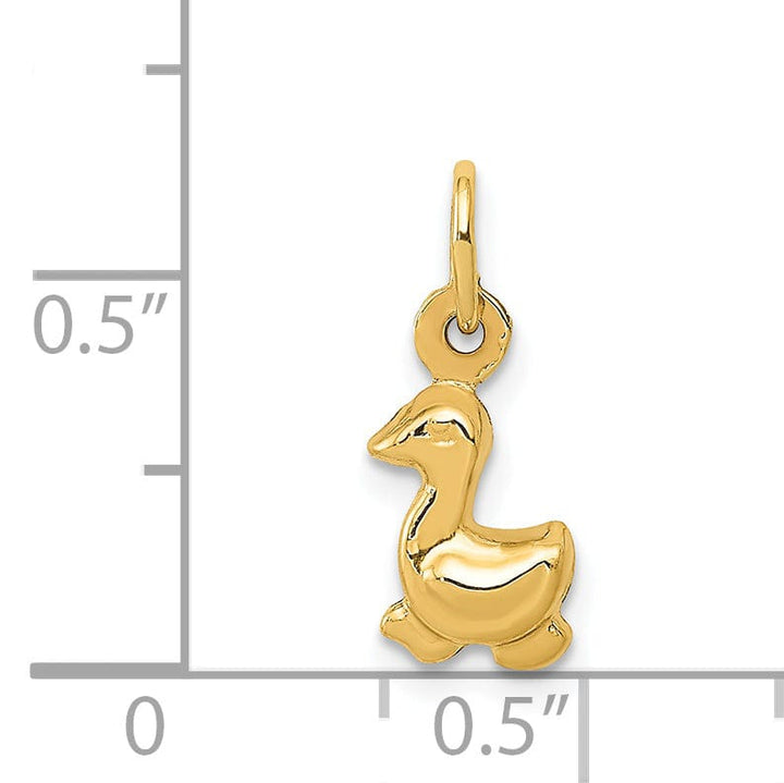 Solid 14k Yellow Gold 3-D Duck Charm Pendant