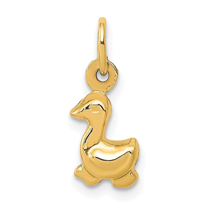 Solid 14k Yellow Gold 3-D Duck Charm Pendant