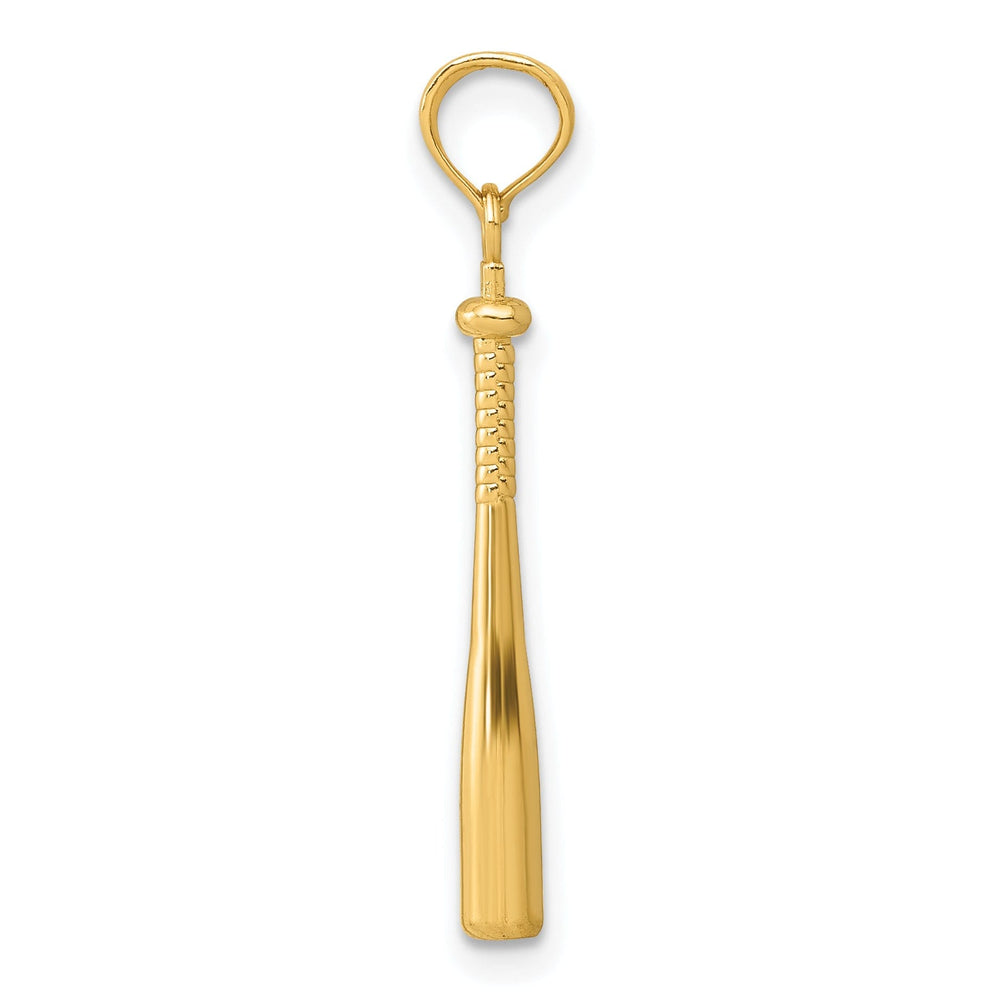 Solid 14k Yellow Gold 3-D Baseball Bat Pendant