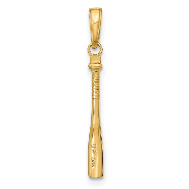 Solid 14k Yellow Gold 3-D Baseball Bat Pendant