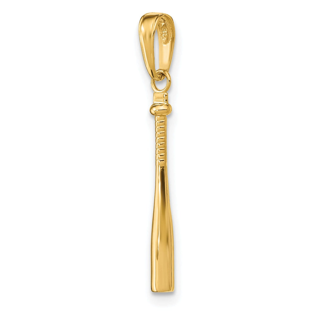 Solid 14k Yellow Gold 3-D Baseball Bat Pendant