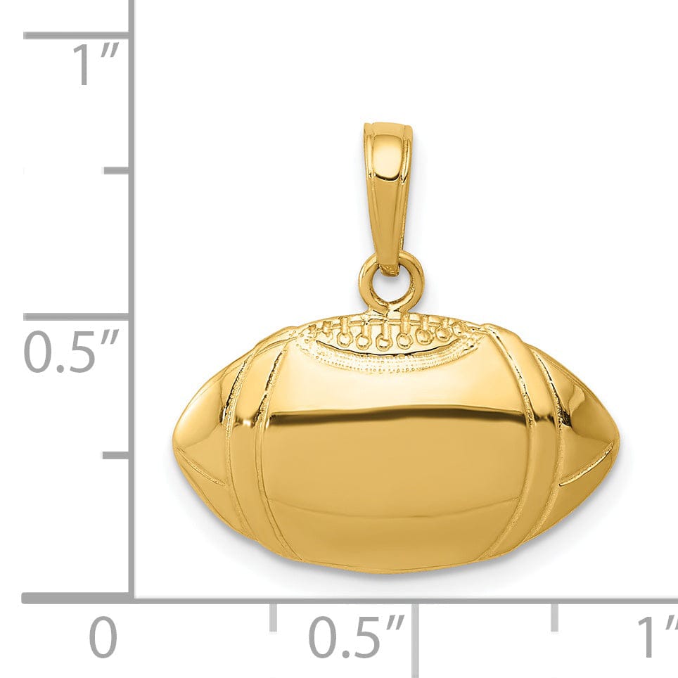 14k Yellow Gold Football Profile Pendant