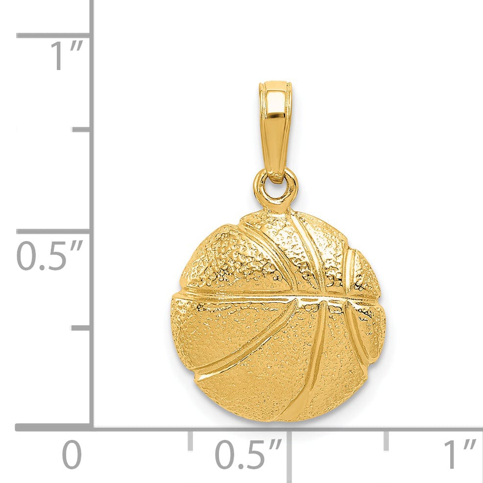 14k Yellow Gold Basketball Charm Pendant