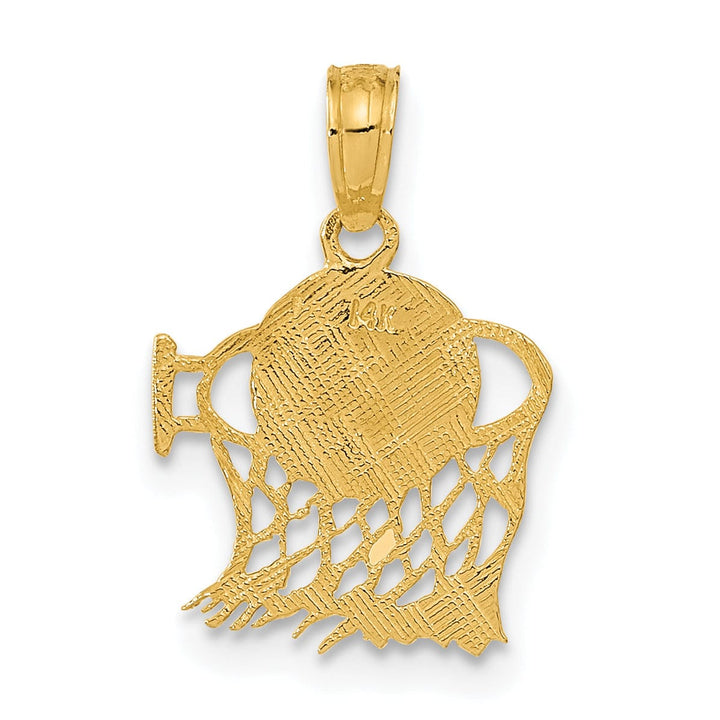 14k Yellow Gold Basketball in Net Charm Pendant