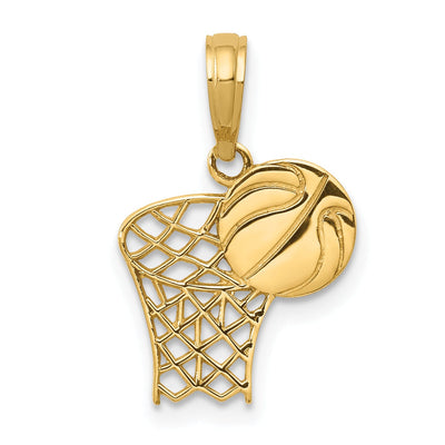 14k Yellow Gold Basketball Hoop Ball Pendant at $ 53.04 only from Jewelryshopping.com