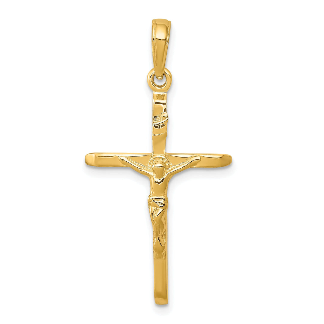 14k Yellow Gold Latin INRI Crucifix Cross Pendant