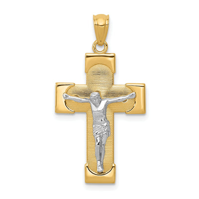 14k Two-tone Gold INRI Crucifix Cross Pendant at $ 141.1 only from Jewelryshopping.com