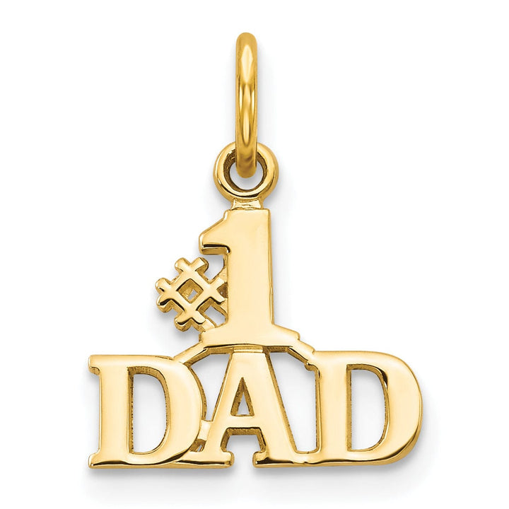 14k Yellow Gold Flat Back Polished Finish Script #1 DAD Pendant