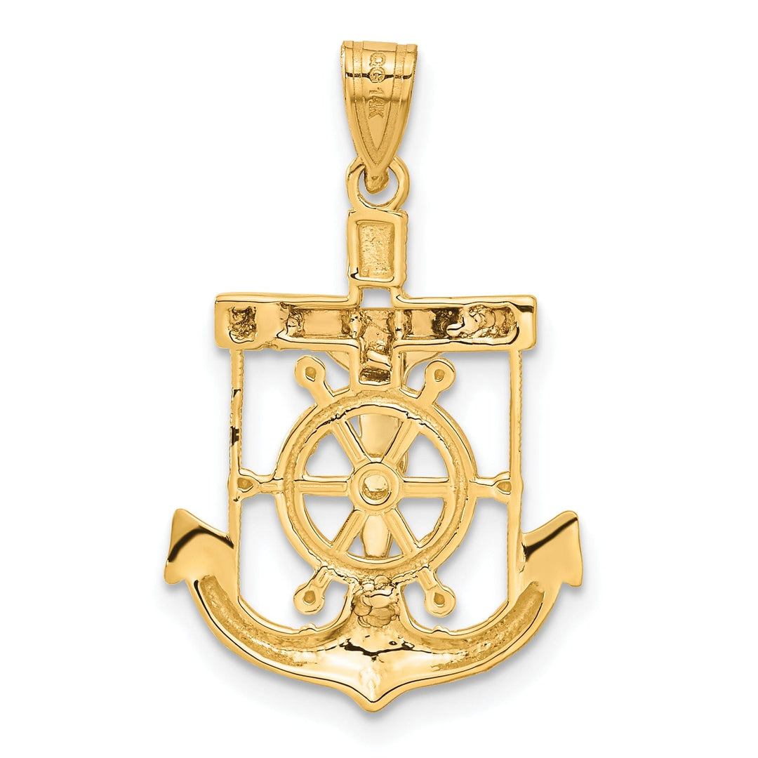 14k Tri Color Gold Mariner's Cross Pendant