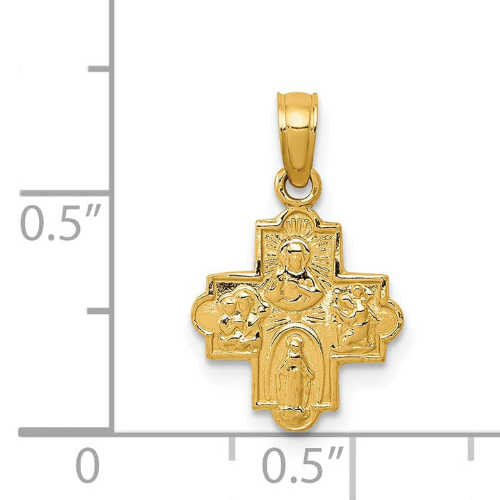 14k Yellow Gold Miniature 4 Way Medal Pendant