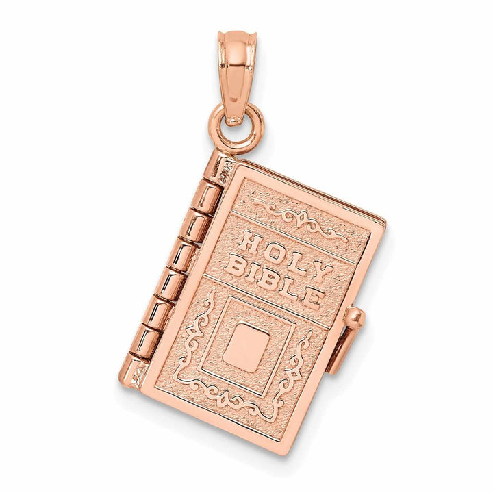 14K Rose Gold Polished Moveable 3-D Lord's Prayer Holy Bible Pendant