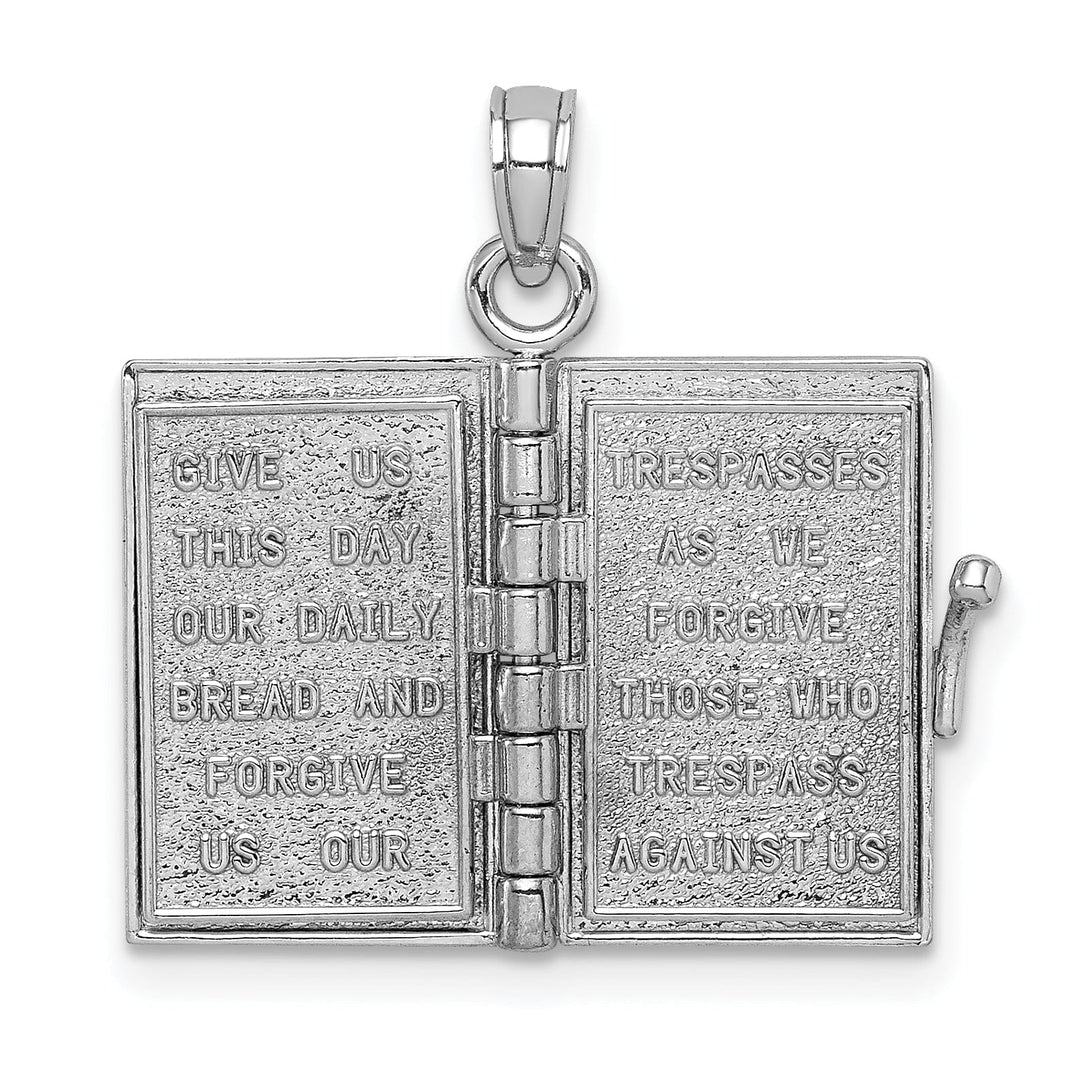 14K White Gold Holy Bible Book Prayer Pendant