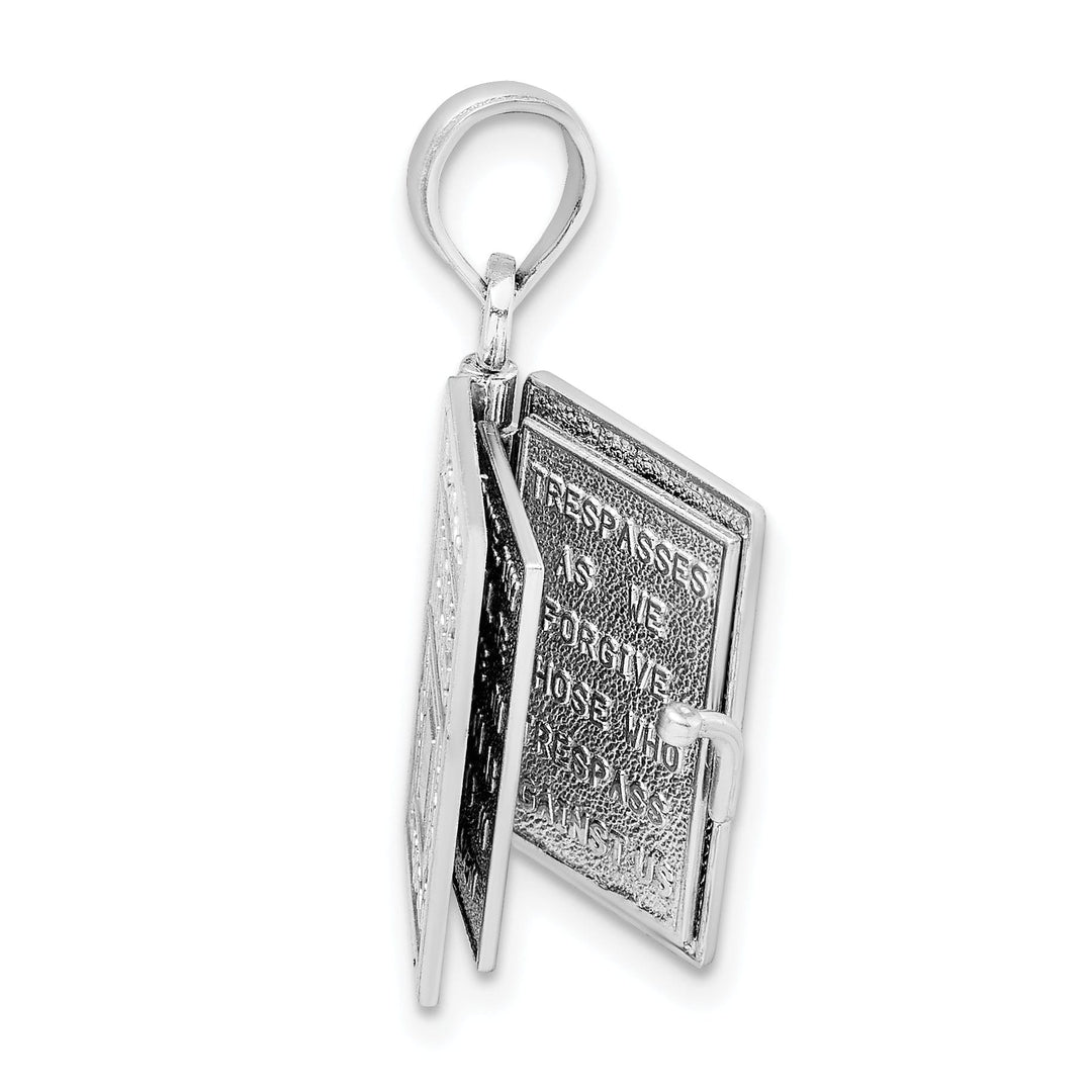 14K White Gold Holy Bible Book Prayer Pendant