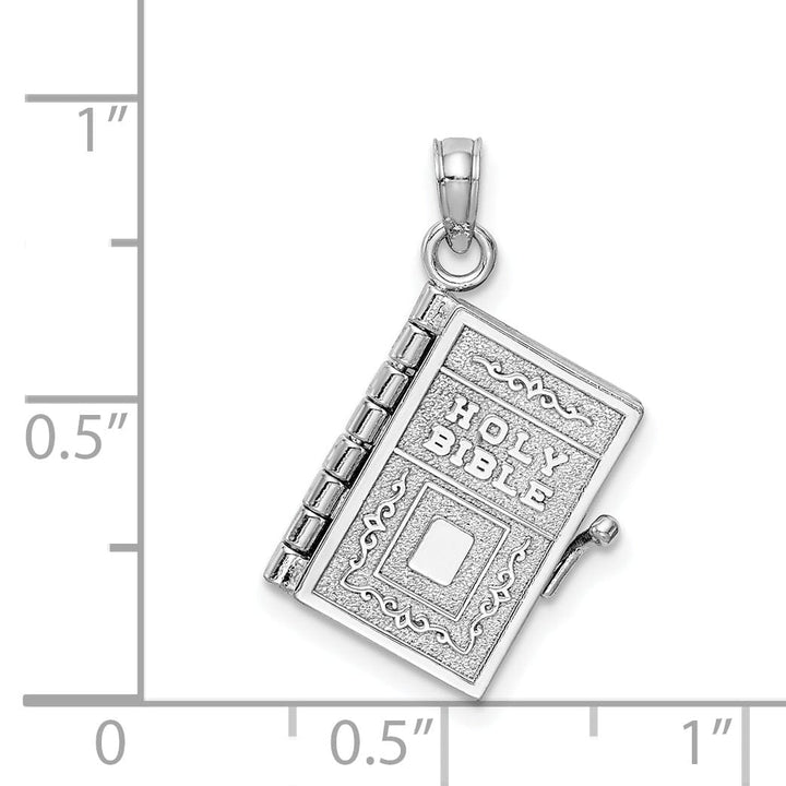 14K White Gold Holy Bible Book Prayer Pendant