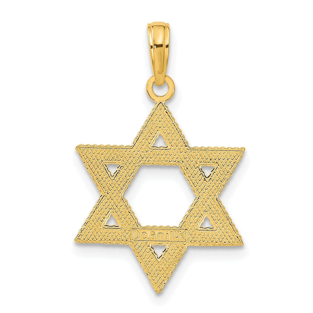 14k Yellow Gold Texture D.C Finish Solid Star of David Pendant