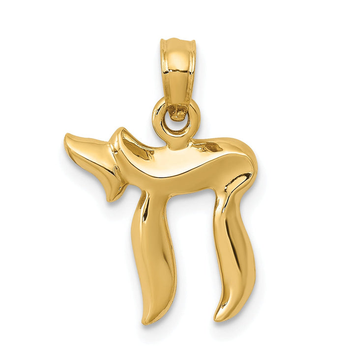 14k Yellow Gold Polished Finish Unisex Solid Chai Design Charm Pendant