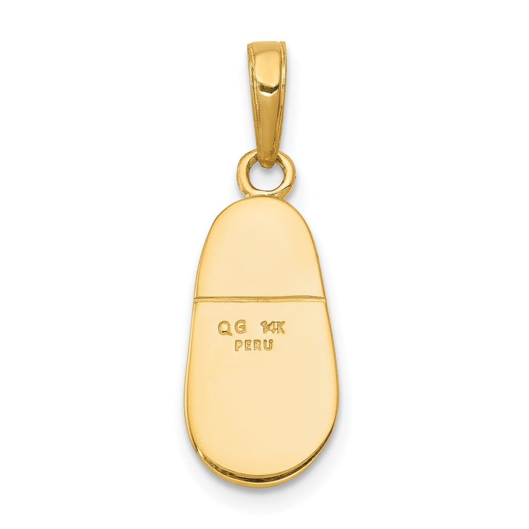 14k Yellow Gold 3-D Baby Shoe with Bow Pendant.