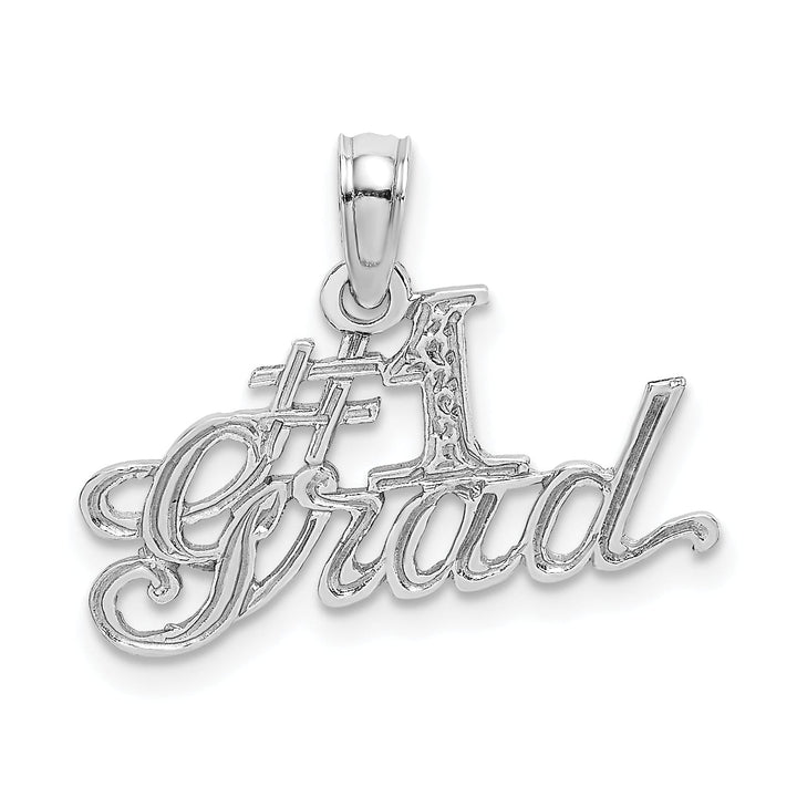 14k White Gold Polished Finish #1 GRAD Charm Pendant