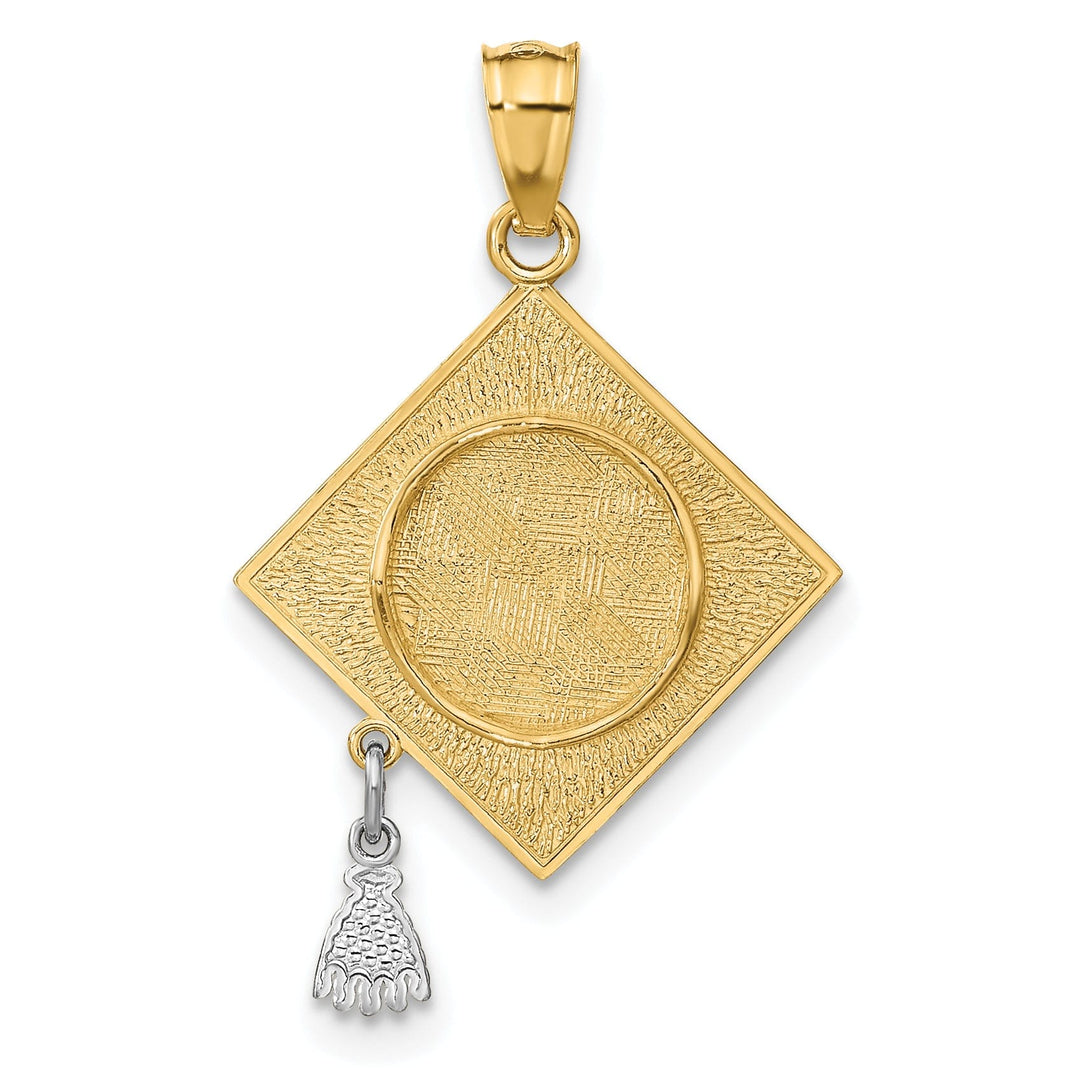 14k Two-tone Graduation Cap Pendant