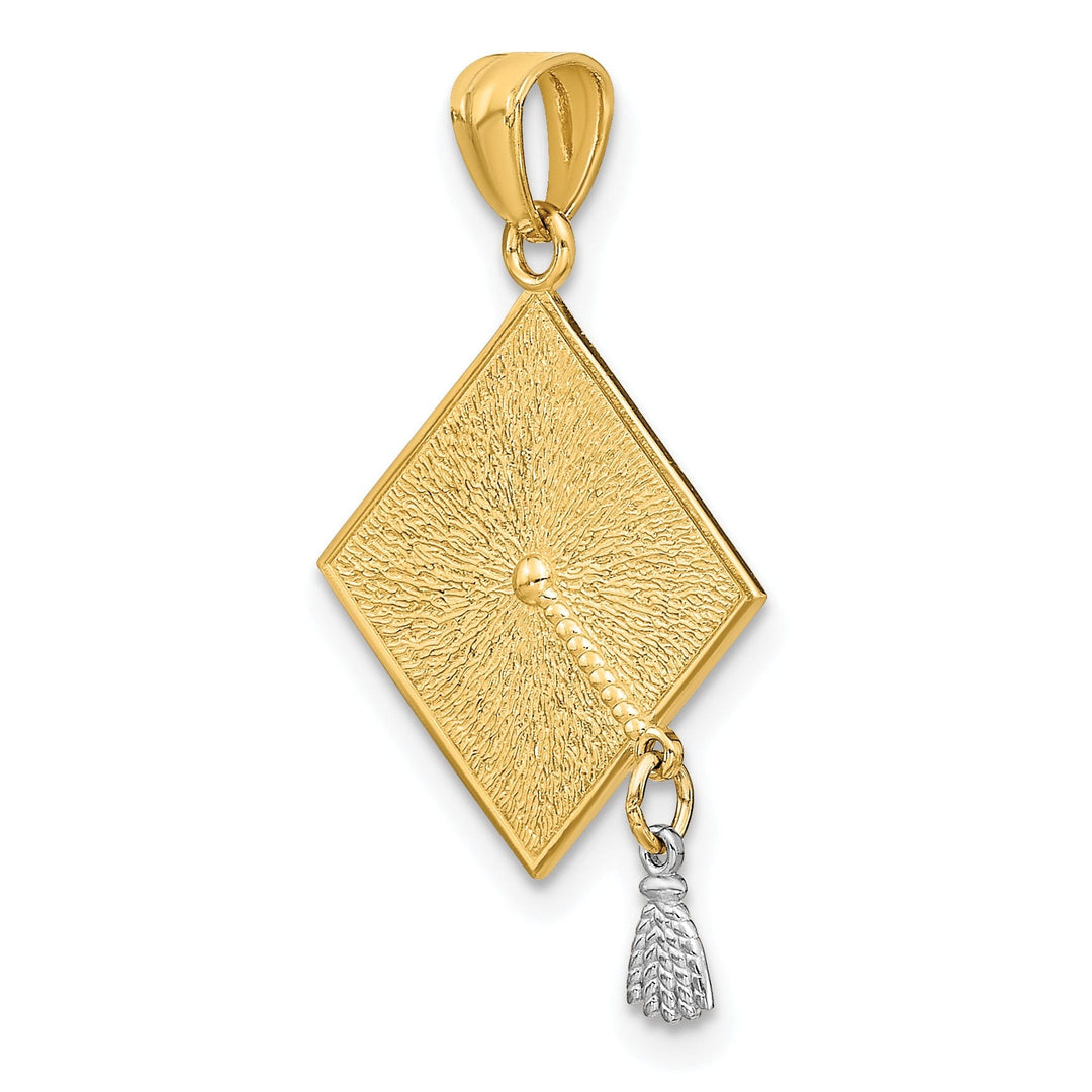 14k Two-tone Graduation Cap Pendant