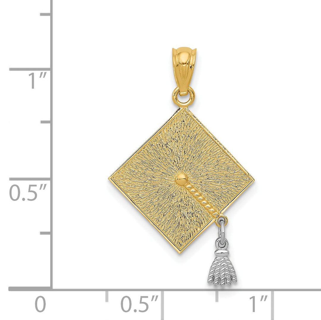 14k Two-tone Graduation Cap Pendant