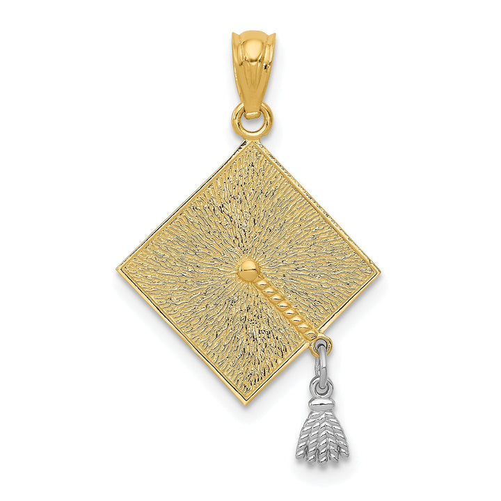 14k Two-tone Graduation Cap Pendant