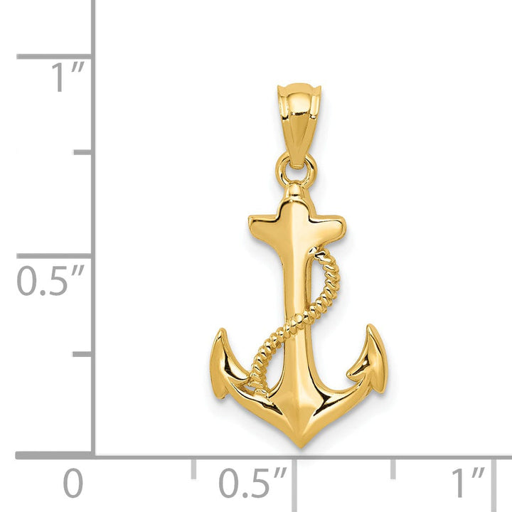 14k Yellow Gold Polished Anchor Pendant