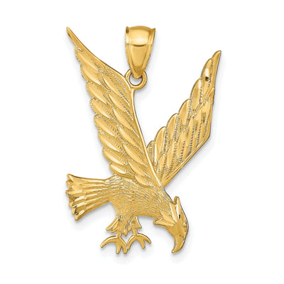 14k Yellow Gold Texture Solid Diamond Cut Polished Finish Mens Eagle Pendant at $ 158.1 only from Jewelryshopping.com