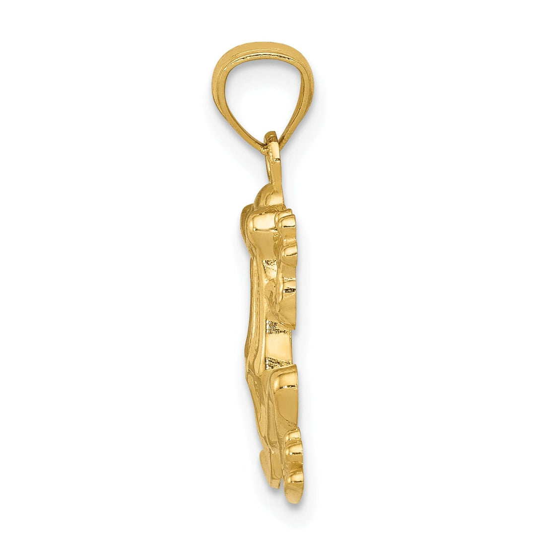 14k Yellow Gold Solid Polished Finished Frog Charm Pendant