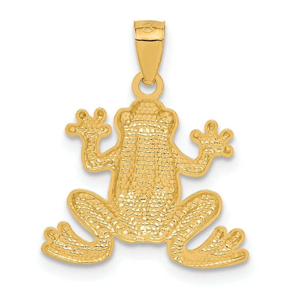 14k Yellow Gold Solid Polished Finished Frog Charm Pendant