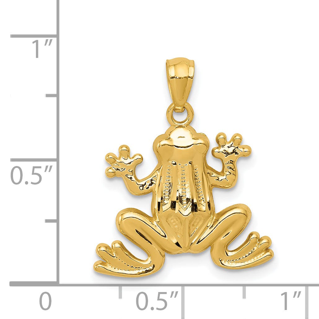 14k Yellow Gold Solid Polished Finished Frog Charm Pendant