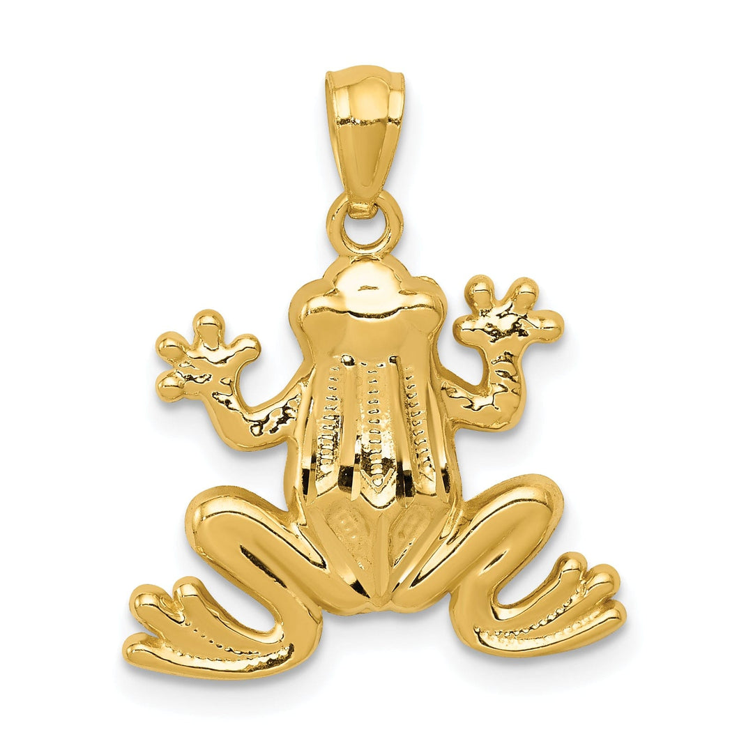 14k Yellow Gold Solid Polished Finished Frog Charm Pendant