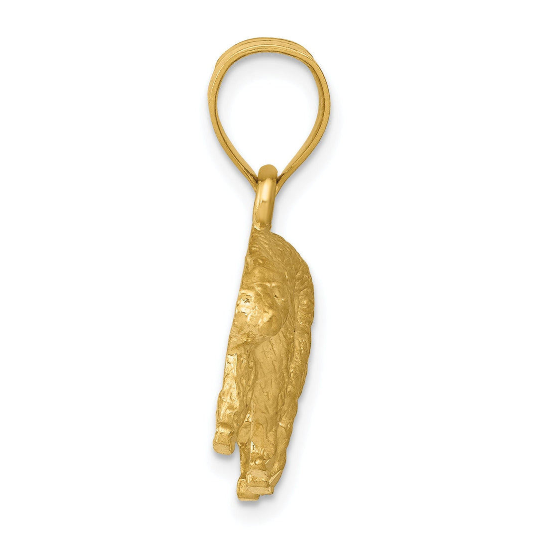 14K Yellow Gold Textured Solid Diamond Cut Finish Bear Walking Charm Pendant