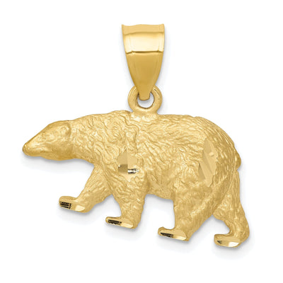 14K Yellow Gold Textured Solid Diamond Cut Finish Bear Walking Charm Pendant at $ 244.72 only from Jewelryshopping.com